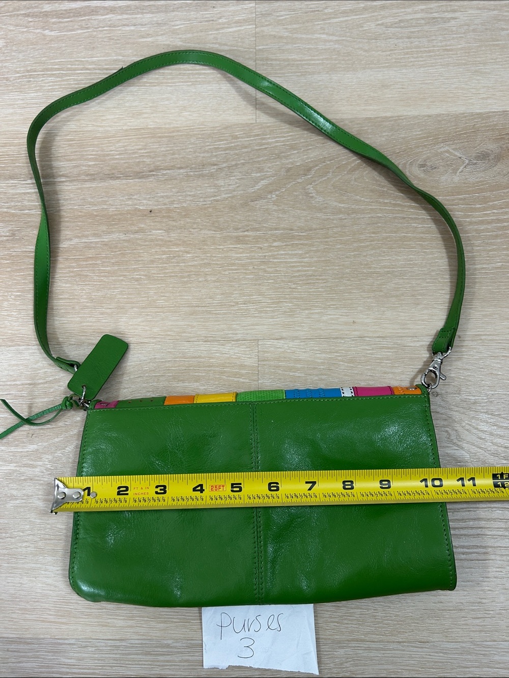 Rolfs Green Multicolor Stripe Leather Crossbody Bag - Picture 2 of 3